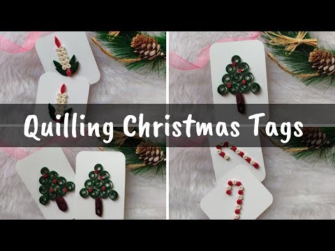 DIY 3 Paper Quilling Christmas Tags | Tree, Candy Cane, Ornaments, Candles | Christmas Quilling