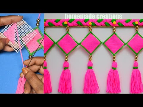 DIY Christmas decoration at home. latest door hanging design from net and wool.new year special 2022