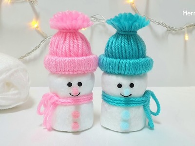 DIY - Cute Snowman Making with Woolen - Christmas Home Decorations Ideas - How to Make Yarn Snowman