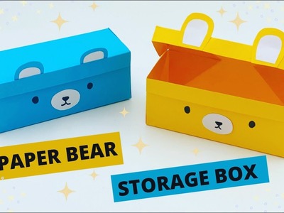 DIY MINI PAPER STORAGE BOX. Paper Crafts For School. Paper Craft. Easy Origami Bear Box DIY