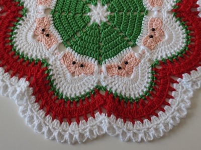 How to Crochet Christmas Placemat ~ Easy Crochet Placemats For Beginners ~ Crochet Round Placemat