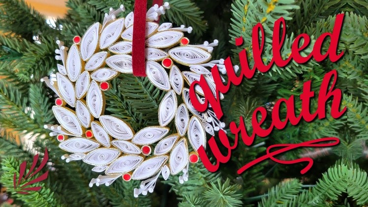 QUILLING:  Beautiful White Christmas Wreath Ornament, Paper Craft Tutorial