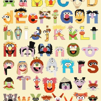 counted Cross Stitch Pattern Alphabet Muppets characters 272*339 stitches CH557