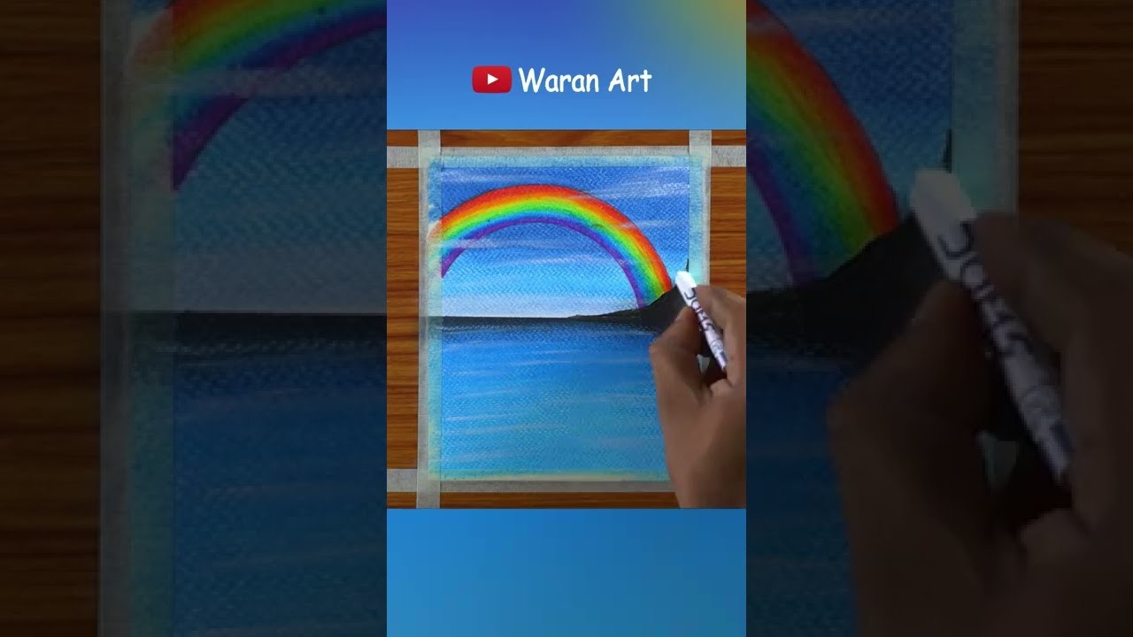 How to Draw Rainbow Scenery. Speed Drawing #shorts