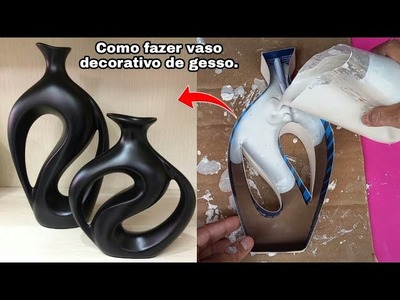 COMO FAZER VASO DECORATIVO DE GESSO E PAPELÃO| HOW TO MAKE DECORATIVE PLASTER AND CARDBOARD VESSEL