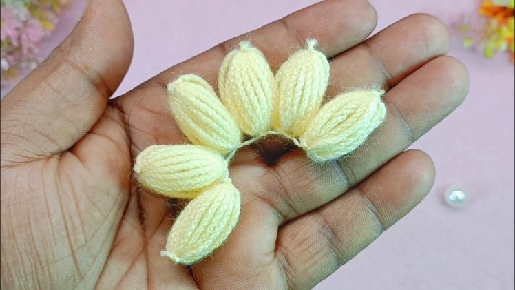 Amazing Hand Embroidery Flower Design Trick - Easy Hand Embroidery DIY Woolen Flower Making Ideas