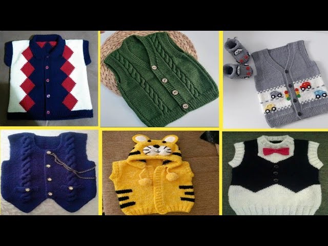 Beautiful Hand Knitted Half Sweater Design for Baby Boy.Two Colour Sweater Design