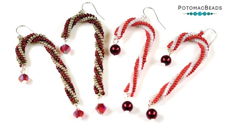 Candy Cane Earrings - DIY Jewelry Making Tutorial by PotomacBeads
