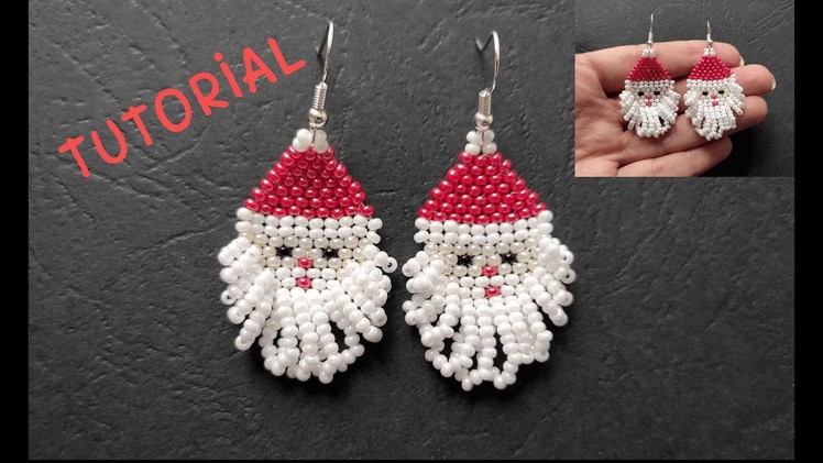 Christmas beaded earrings tutorial, DIY Santa Claus Earrings