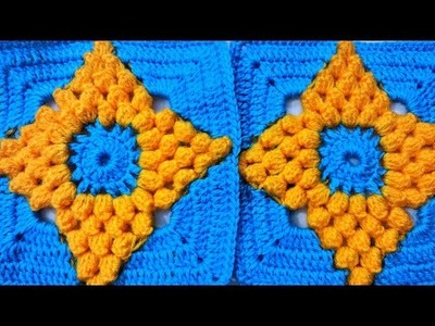 Crochet Beautiful Puff Stitch Square Pattern For Baby Blankets,Bed Throw, Cushion Covers And More