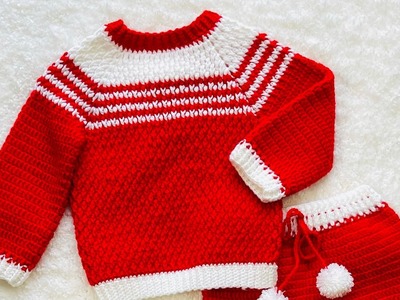 Crochet sweater for baby boys and girls up to 2 years old LEFT HAND TUTORIAL