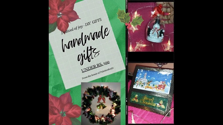 DIY Christmas gift hamper under Rs. 500|Handmade gifts for Christmas|Wreath|Candle Holder|ShakerCard