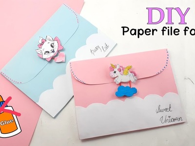 Diy paper file folder without glue | how to make unicorn paper file folder