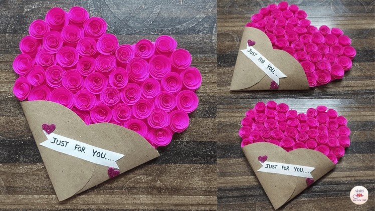 DIY Rose Heart Card|Special ROSE Birthday Card|How to make Greeting Card|Heart Greeting Card|Gifts