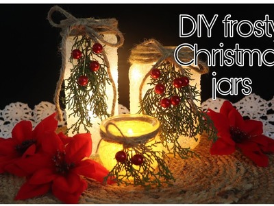 DIY snowy Christmas mason jars | Cozy Winter decor | Candle holder | Last minute Christmas craft