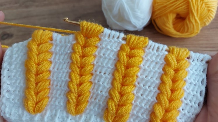 Easy Knitting Tunisian Baby Blanket - Tunus işi Çok Kolay Battaniye Yelek Örgü Modeli. 