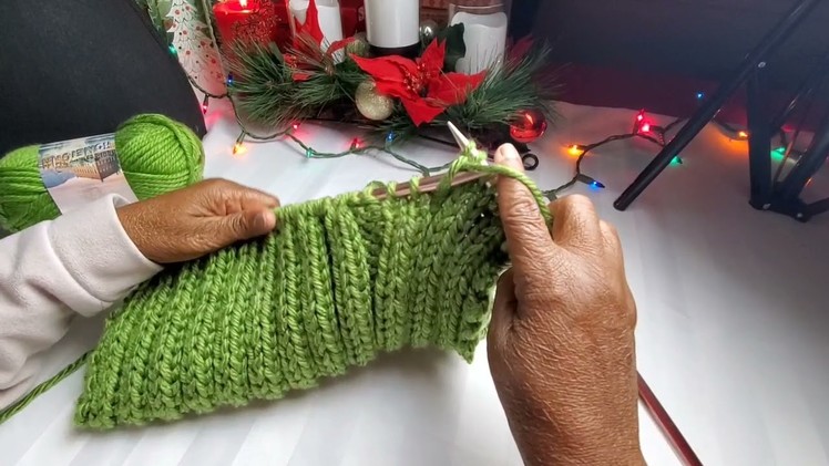 How to knit infinity scarf, using rib stitch
