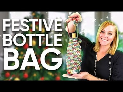 Left Handed Festive Bottle Holder Crochet Tutorial [How To Crochet Step-By-Step]