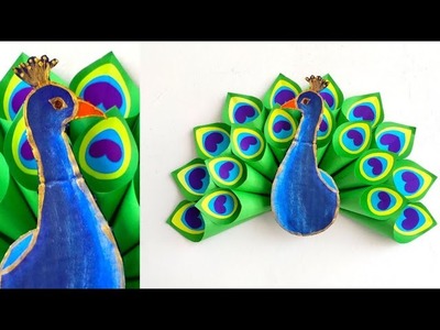 Peacock Paper Craft For Home Decor || Very Easy And Simple Paper Craft || cardboard craft ||Artideas