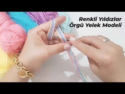 Renkli Yıldızlar Örgü Yelek Modeli ???? very easy kniting crochet tutorial stitch free pattern design
