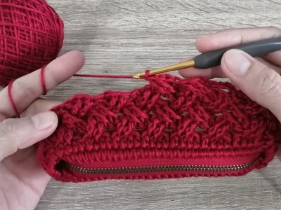Super Easy Crochet Purse Bag With Zipper????????Celtic Weave Stitch????????????
