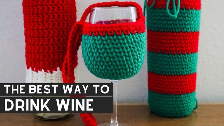 Wine Glass Lanyard Free Crochet Pattern | Crochet Gift Set