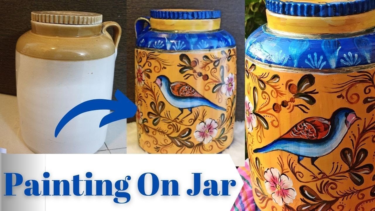 Painting On Pickle Jar | How to Paint on Jar | Easy Kitchen DIY
