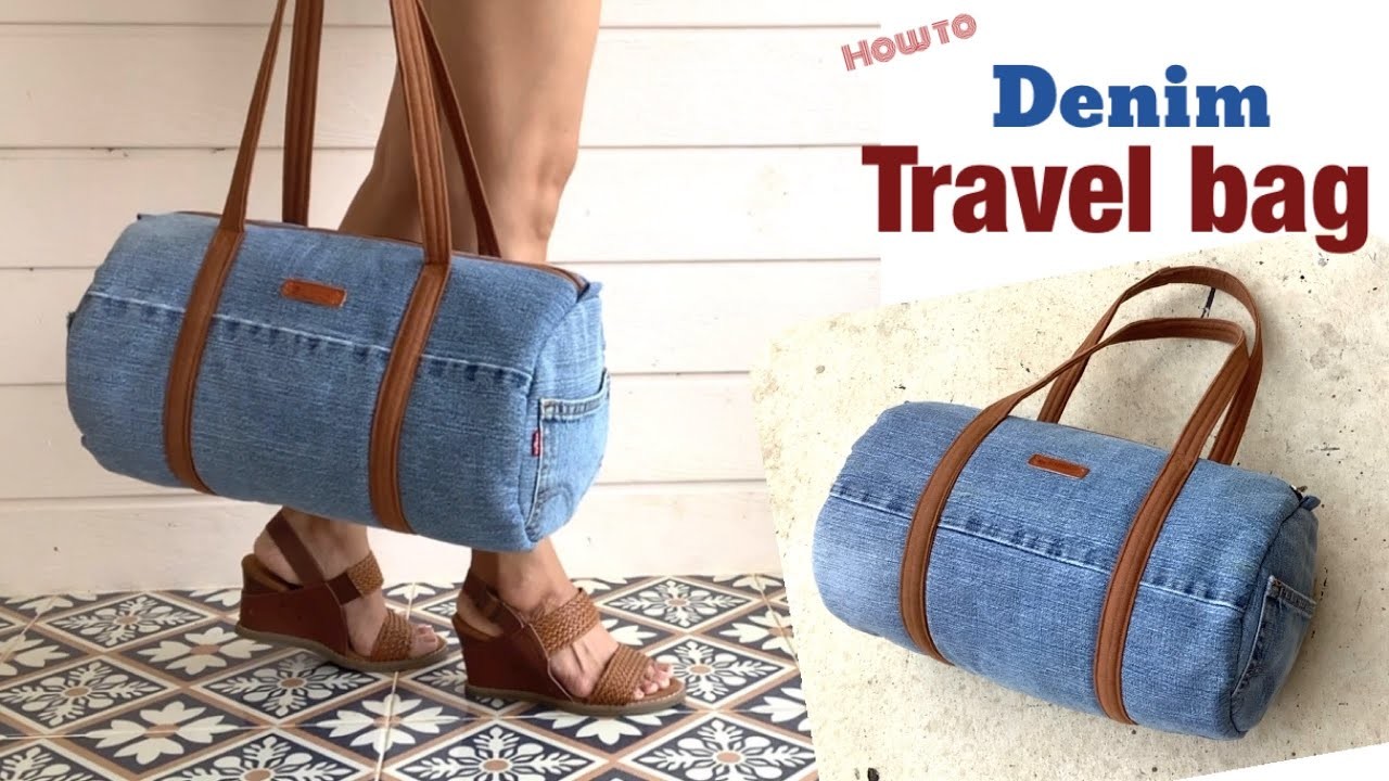 How to sew a denim small  travel bags tutorial, sewing diy a small travel bags patterns, denim diy