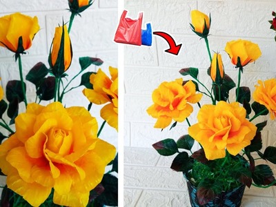 Bunga mawar artificial dari PLASTIK KRESEK || how to make ROSE artificial