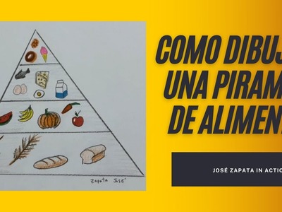 Cómo dibujar paso a paso la pirámide de los alimentos | How to draw the food pyramid step by step