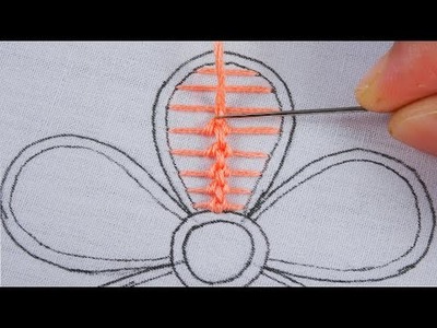 Hand embroidery unique Raised Chain Band Stitch beautiful flower design with easy following tutorial