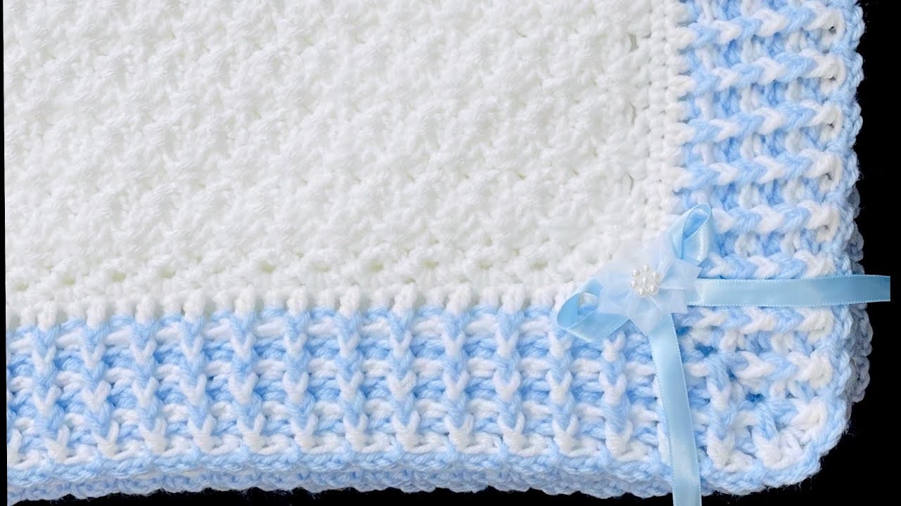 BEAUTIFUL AND EASY BABY BLANKET CROCHET PATTERN WITH SUPER EASY CROCHET BORDER LEFT HAND TUTORIAL