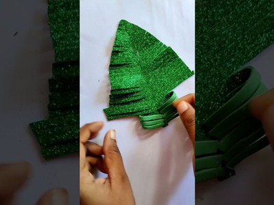 Christmas tree making at home???? glitter paper craft ideas #shorts