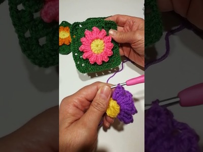 #crochet #flor relieve 3d,#crochet fácil #short