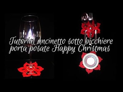 DIY Tutorial uncinetto sotto bicchiere porta posate Happy Christmas