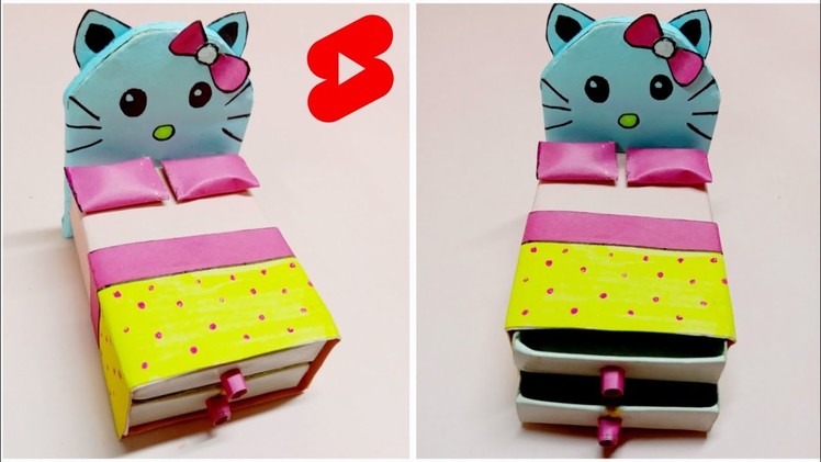 Easy mini bed. Diy bed from firebox.Easy bed from firebox. Paper crafts. #shorts #artandcraft