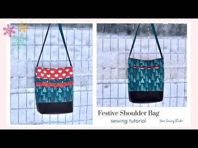 Festive shoulder bag - simple shoulder bag with zipper pockets - sewing tutorial