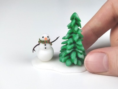 Miniature Snowman and Pine Tree | Polymer Clay Tutorial