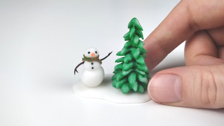 Miniature Snowman and Pine Tree | Polymer Clay Tutorial