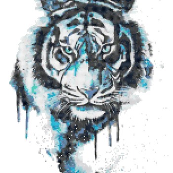 counted Cross Stitch Pattern Watercolor tiger pdf chart 141*183 stitches CH1515