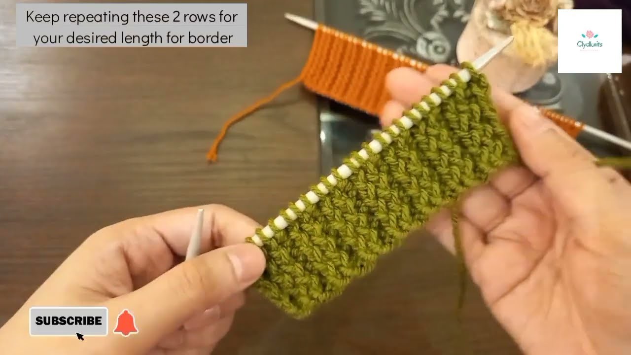 Easy Knitting Border ( English )| Easy 2 Row Repeat Border | Easy Knit Stitch Patterns for Beginners