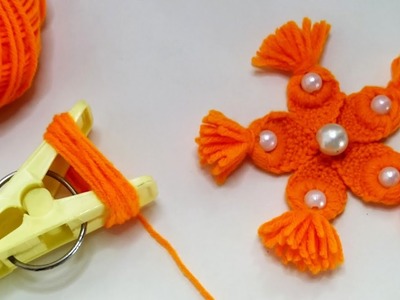 How to make Woolen Yarn Flower | Woolen Yarn Craft | DIY - Yarn Flower