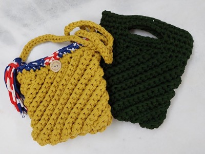 Auntie Nat's Crochet - Crossbody (T-shirt yarn) Bag - Beginner Friendly And Super Easy To Make
