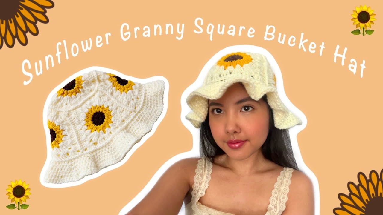*BEGINNER-FRIENDLY* Sunflower Granny Square Bucket Hat | Crochet Tutorial