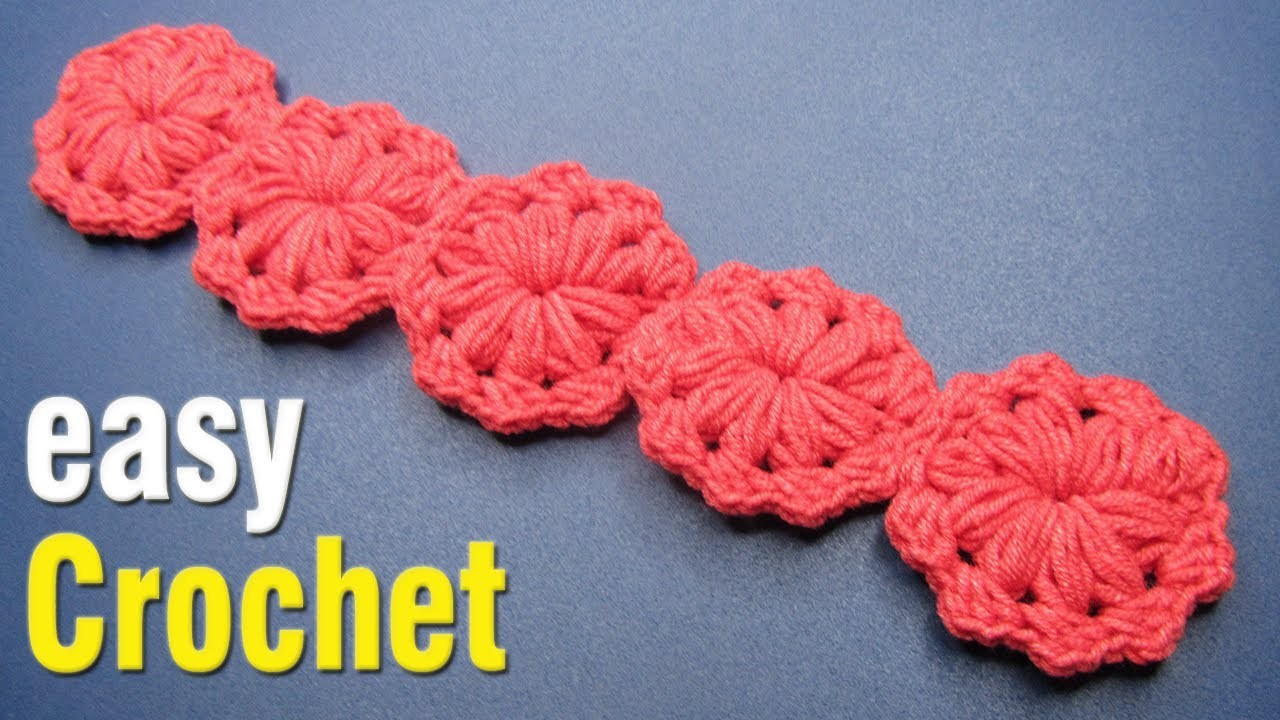 Crochet: How to Crochet Puff Stitch Cord for beginners. Free Puff Stitch Flower Cord pattern.