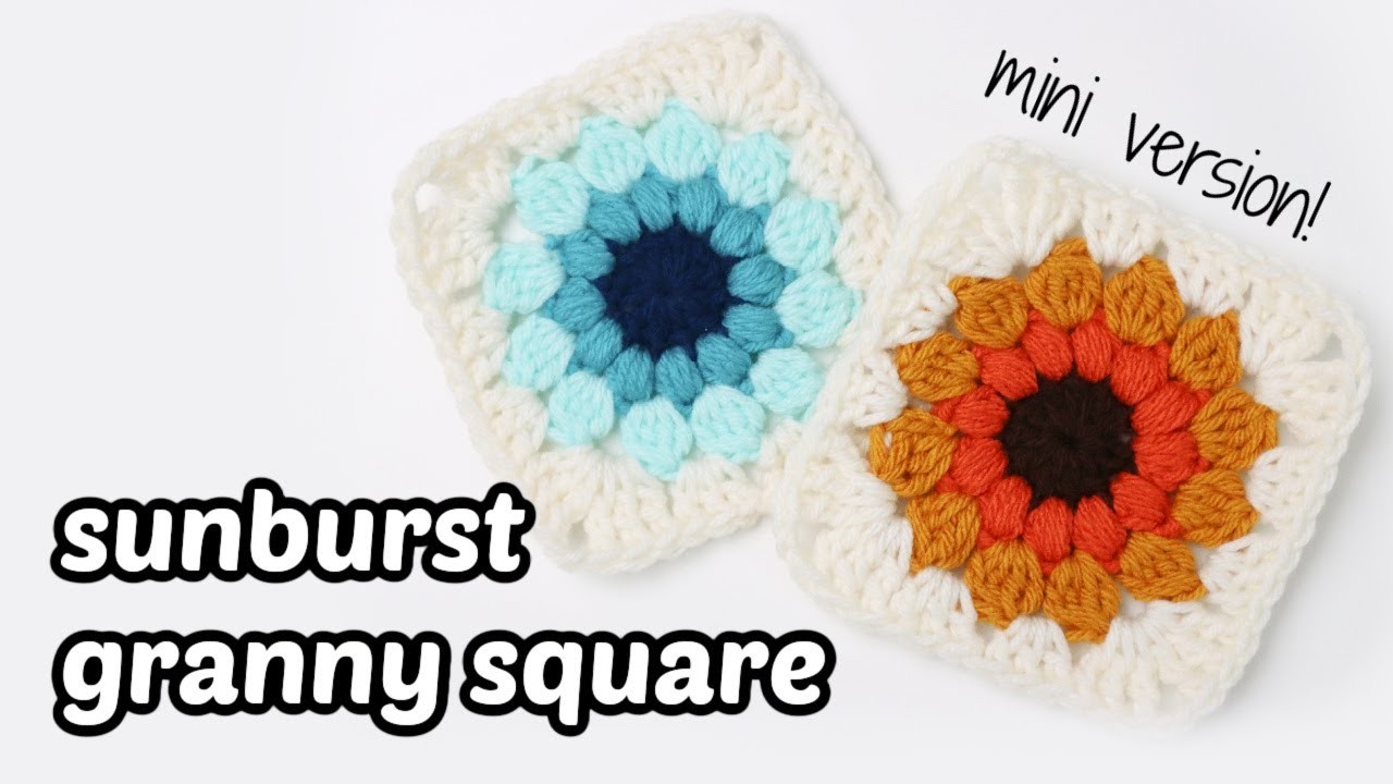 How To Crochet A Small Sunburst Granny Square (EASY PATTERN!)