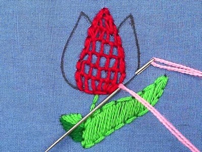Amazing flower embroidery tutorial on Net stitch - easy crochet stitch tutorial - sewing line stitch