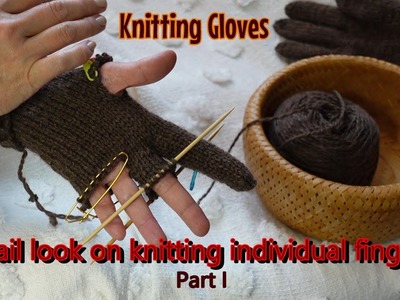 ASMR Knitting Gloves #1 detailed look on How to knit Glove fingers Rainforest Birds sound Meditation