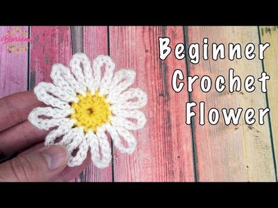 Crochet Daisy Flower -  EASY Tutorial  for beginners - scrap yarn project. ????