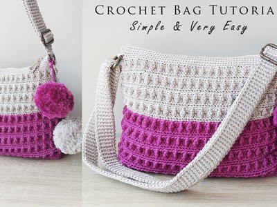 Crochet Tutorial ~ Tas Rajut Cantik Motif Cluster | Simple And Easy (Subtitle Available)